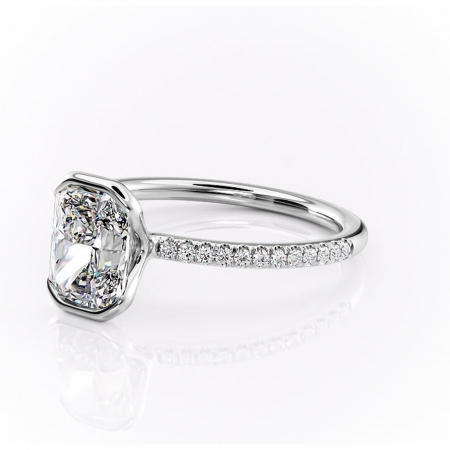 Inel de logodnă Maelis din aur Alb 14kt cu moissanite tăietură radiantă – Montură închisă rafinată pentru profil mediu | Personalizează și configurează gratuit online [6]