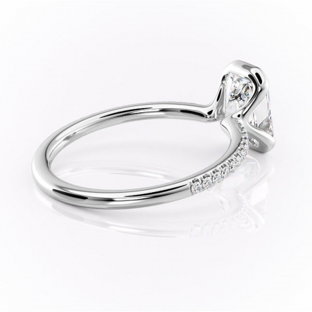 Inel de logodnă Maelis din aur Alb 14kt cu moissanite tăietură radiantă – Montură închisă rafinată pentru profil mediu | Personalizează și configurează gratuit online [2]