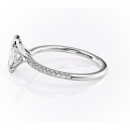 Inel de logodnă Maelis din aur Alb 14kt cu moissanite tăietură radiantă – Montură închisă rafinată pentru profil mediu | Personalizează și configurează gratuit online [5]