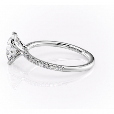 Inel de logodnă Maelis din aur Alb 14kt cu moissanite tăietură rotundă – Montură închisă rafinată pentru profil mediu | Personalizează și configurează gratuit online [5]