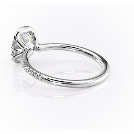 Inel de logodnă Maelis din aur Alb 14kt cu moissanite tăietură rotundă – Montură închisă rafinată pentru profil mediu | Personalizează și configurează gratuit online [4]