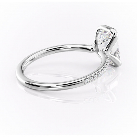 Inel de logodnă Maelis din aur Alb 14kt cu moissanite tăietură smarald – Montură închisă rafinată pentru profil mediu | Personalizează și configurează gratuit online [2]