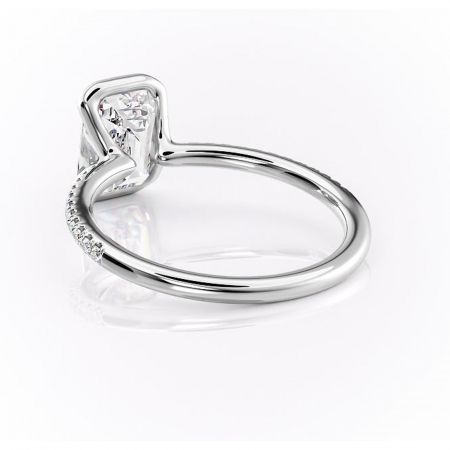 Inel de logodnă Maelis din aur Alb 14kt cu moissanite tăietură smarald – Montură închisă rafinată pentru profil mediu | Personalizează și configurează gratuit online [3]