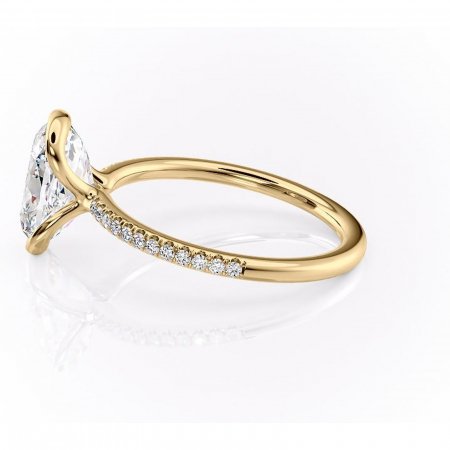 Inel de logodnă Maelis din aur Galben 14kt cu moissanite tăietură ovală – Montură închisă rafinată pentru profil mediu | Personalizează și configurează gratuit online [5]