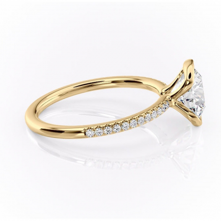 Inel de logodnă Maelis din aur Galben 14kt cu moissanite tăietură rotundă – Montură închisă rafinată pentru profil mediu | Personalizează și configurează gratuit online [1]