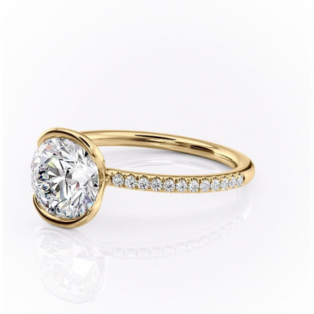 Inel de logodnă Maelis din aur Galben 14kt cu moissanite tăietură rotundă – Montură închisă rafinată pentru profil mediu | Personalizează și configurează gratuit online [6]