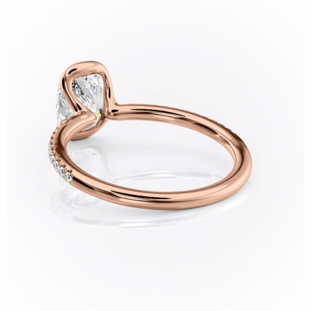 Inel de logodnă Maelis din aur Rose 14kt cu moissanite tăietură pernă – Montură închisă rafinată pentru profil mediu | Personalizează și configurează gratuit online [3]