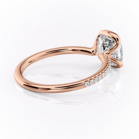 Inel de logodnă Maelis din aur Rose 18kt cu moissanite tăietură pernă – Montură închisă rafinată pentru profil mediu | Personalizează și configurează gratuit online [2]