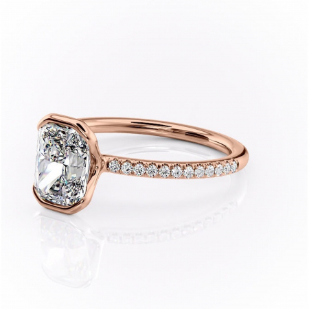 Inel de logodnă Maelis din aur Rose 18kt cu moissanite tăietură radiantă – Montură închisă rafinată pentru profil mediu | Personalizează și configurează gratuit online [6]