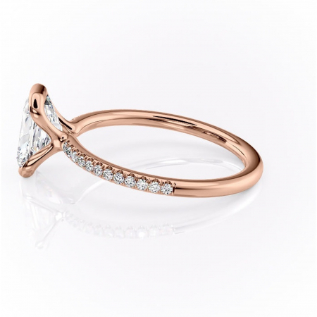 Inel de logodnă Maelis din aur Rose 18kt cu moissanite tăietură radiantă – Montură închisă rafinată pentru profil mediu | Personalizează și configurează gratuit online [5]