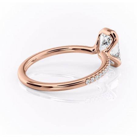 Inel de logodnă Maelis din aur Rose 18kt cu moissanite tăietură radiantă – Montură închisă rafinată pentru profil mediu | Personalizează și configurează gratuit online [2]