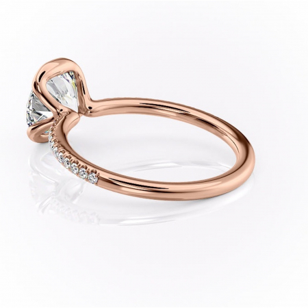 Inel de logodnă Maelis din aur Rose 14kt cu moissanite tăietură rotundă – Montură închisă rafinată pentru profil mediu | Personalizează și configurează gratuit online [4]