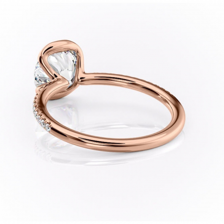 Inel de logodnă Maelis din aur Rose 14kt cu moissanite tăietură rotundă – Montură închisă rafinată pentru profil mediu | Personalizează și configurează gratuit online [3]