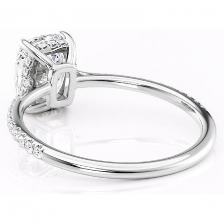 Inel de logodnă Marigold din aur Alb 14kt cu moissanite tăietură pernă – Montură pavé rafinată pentru profil jos | Personalizează și configurează gratuit online [3]