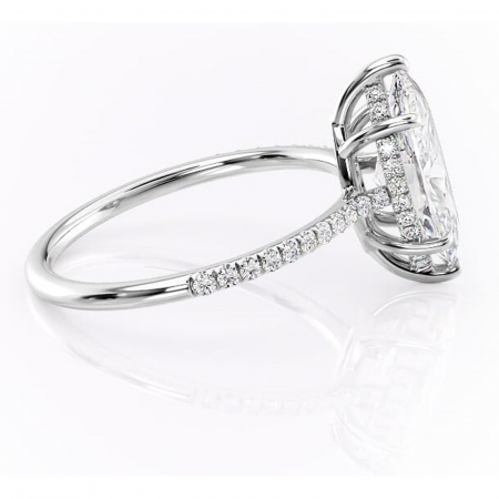 Inel de logodnă Marigold din aur Alb 14kt cu moissanite tăietură marquise – Montură pavé rafinată pentru profil jos | Personalizează și configurează gratuit online [1]