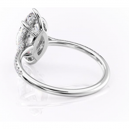 Inel de logodnă Marigold din aur Alb 14kt cu moissanite tăietură marquise – Montură pavé rafinată pentru profil jos | Personalizează și configurează gratuit online [3]