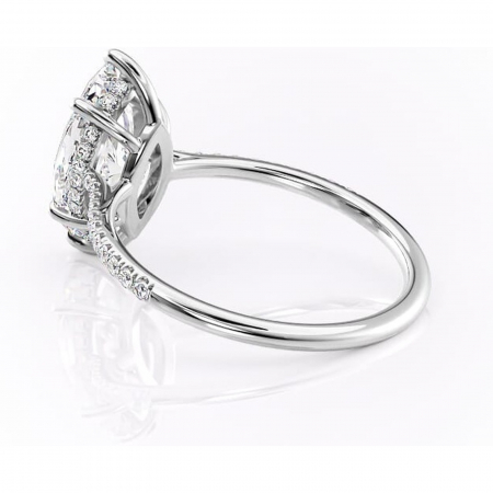 Inel de logodnă Marigold din aur Alb 14kt cu moissanite tăietură marquise – Montură pavé rafinată pentru profil jos | Personalizează și configurează gratuit online [4]