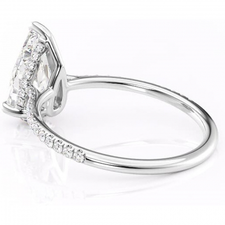 Inel de logodnă Marigold din aur Alb 14kt cu moissanite tăietură pară – Montură pavé rafinată pentru profil jos | Personalizează și configurează gratuit online [4]