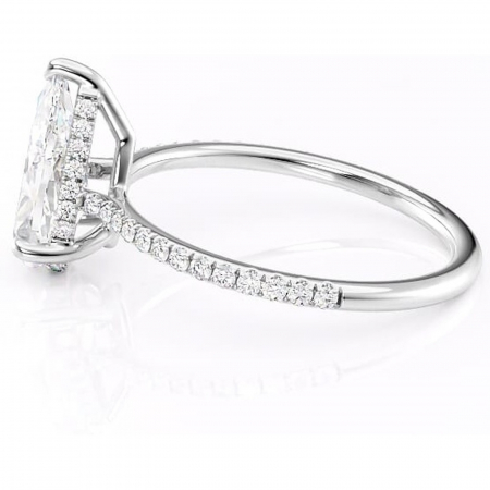 Inel de logodnă Marigold din aur Alb 14kt cu moissanite tăietură pară – Montură pavé rafinată pentru profil jos | Personalizează și configurează gratuit online [5]