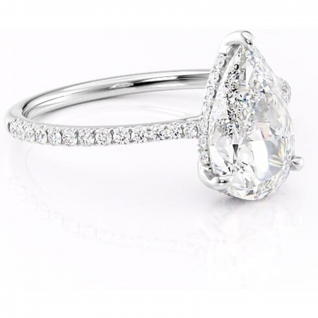 Pară - Inel de logodnă Marigold din aur Alb 14kt cu moissanite tăietură pară – Montură pavé rafinată pentru profil jos | Personalizează și configurează gratuit online