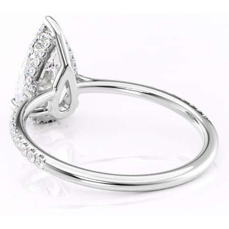 Inel de logodnă Marigold din aur Alb 14kt cu moissanite tăietură pară – Montură pavé rafinată pentru profil jos | Personalizează și configurează gratuit online [3]