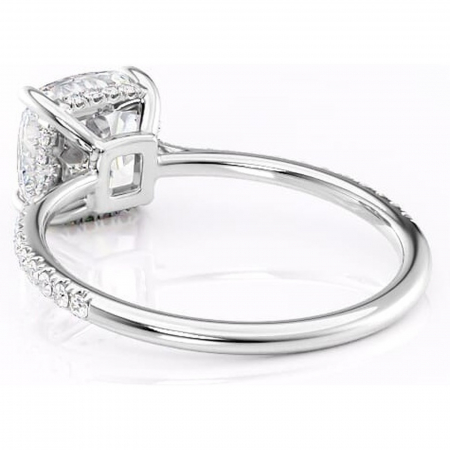 Inel de logodnă Marigold din aur Alb 18kt cu moissanite tăietură pernă – Montură pavé rafinată pentru profil jos | Personalizează și configurează gratuit online [3]