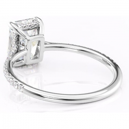 Inel de logodnă Marigold din aur Alb 14kt cu moissanite tăietură radiantă – Montură pavé rafinată pentru profil jos | Personalizează și configurează gratuit online [3]