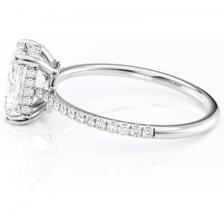 Inel de logodnă Marigold din aur Alb 14kt cu moissanite tăietură radiantă – Montură pavé rafinată pentru profil jos | Personalizează și configurează gratuit online [5]