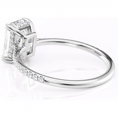 Inel de logodnă Marigold din aur Alb 14kt cu moissanite tăietură radiantă – Montură pavé rafinată pentru profil jos | Personalizează și configurează gratuit online [4]
