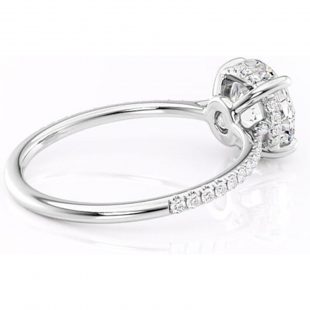 Inel de logodnă Marigold din aur Alb 14kt cu moissanite tăietură rotundă – Montură pavé rafinată pentru profil jos | Personalizează și configurează gratuit online [2]