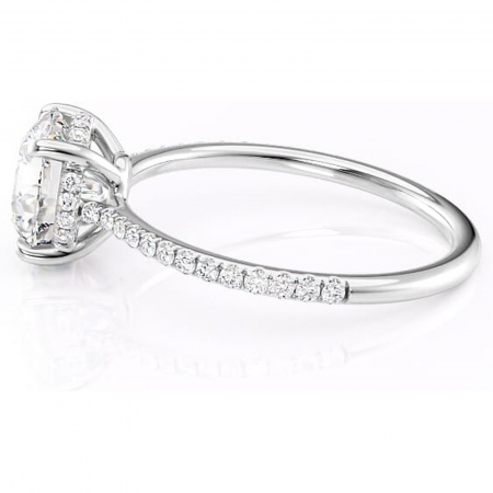 Inel de logodnă Marigold din aur Alb 14kt cu moissanite tăietură rotundă – Montură pavé rafinată pentru profil jos | Personalizează și configurează gratuit online [5]