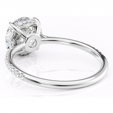 Inel de logodnă Marigold din aur Alb 14kt cu moissanite tăietură rotundă – Montură pavé rafinată pentru profil jos | Personalizează și configurează gratuit online [3]