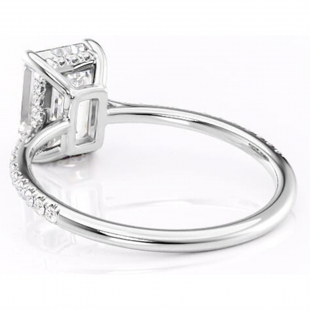 Inel de logodnă Marigold din aur Alb 14kt cu moissanite tăietură smarald – Montură pavé rafinată pentru profil jos | Personalizează și configurează gratuit online [3]