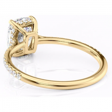Inel de logodnă Marigold din aur Galben 14kt cu moissanite tăietură pernă – Montură pavé rafinată pentru profil jos | Personalizează și configurează gratuit online [3]