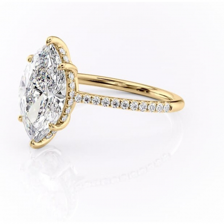 Inel de logodnă Marigold din aur Galben 14kt cu moissanite tăietură marquise – Montură pavé rafinată pentru profil jos | Personalizează și configurează gratuit online [6]