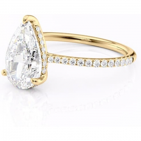 Inel de logodnă Marigold din aur Galben 18kt cu moissanite tăietură pară – Montură pavé rafinată pentru profil jos | Personalizează și configurează gratuit online [6]