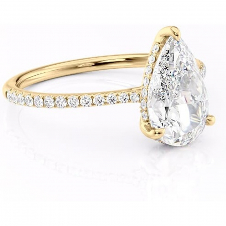 Aur galben - Inel de logodnă Marigold din aur Galben 18kt cu moissanite tăietură pară – Montură pavé rafinată pentru profil jos | Personalizează și configurează gratuit online
