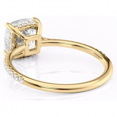 Inel de logodnă Marigold din aur Galben 14kt cu moissanite tăietură pernă – Montură pavé rafinată pentru profil jos | Personalizează și configurează gratuit online [3]