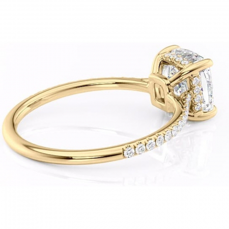 Inel de logodnă Marigold din aur Galben 14kt cu moissanite tăietură pernă – Montură pavé rafinată pentru profil jos | Personalizează și configurează gratuit online [2]