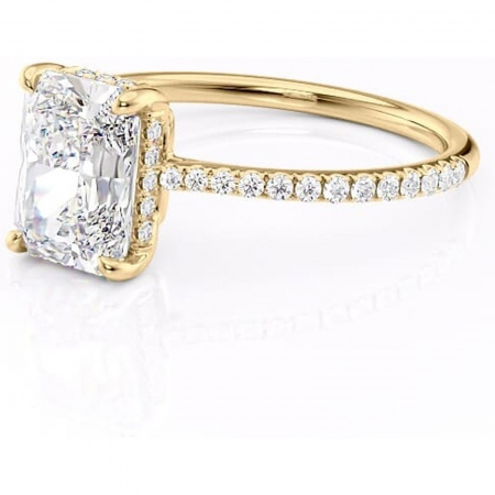 Inel de logodnă Marigold din aur Galben 18kt cu moissanite tăietură radiantă – Montură pavé rafinată pentru profil jos | Personalizează și configurează gratuit online [6]