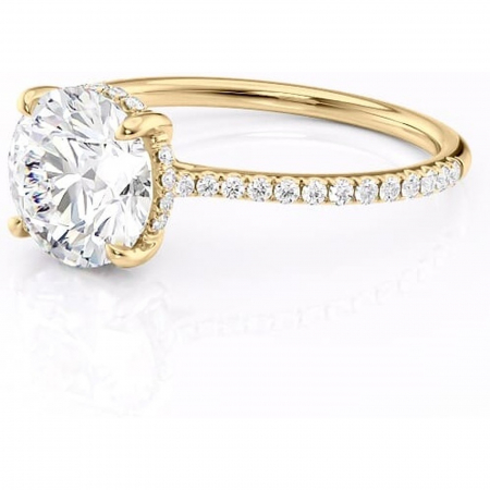 Inel de logodnă Marigold din aur Galben 14kt cu moissanite tăietură rotundă – Montură pavé rafinată pentru profil jos | Personalizează și configurează gratuit online [6]