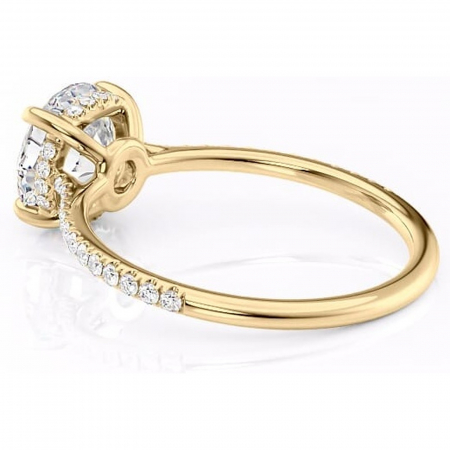 Inel de logodnă Marigold din aur Galben 14kt cu moissanite tăietură rotundă – Montură pavé rafinată pentru profil jos | Personalizează și configurează gratuit online [4]