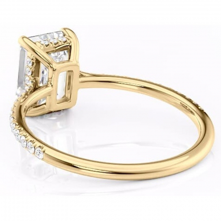 Inel de logodnă Marigold din aur Galben 14kt cu moissanite tăietură smarald – Montură pavé rafinată pentru profil jos | Personalizează și configurează gratuit online [3]