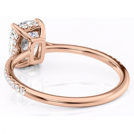 Inel de logodnă Marigold din aur Rose 14kt cu moissanite tăietură pernă – Montură pavé rafinată pentru profil jos | Personalizează și configurează gratuit online [3]