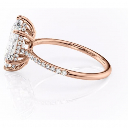 Inel de logodnă Marigold din aur Rose 18kt cu moissanite tăietură marquise – Montură pavé rafinată pentru profil jos | Personalizează și configurează gratuit online [5]