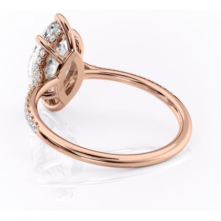 Inel de logodnă Marigold din aur Rose 18kt cu moissanite tăietură marquise – Montură pavé rafinată pentru profil jos | Personalizează și configurează gratuit online [3]