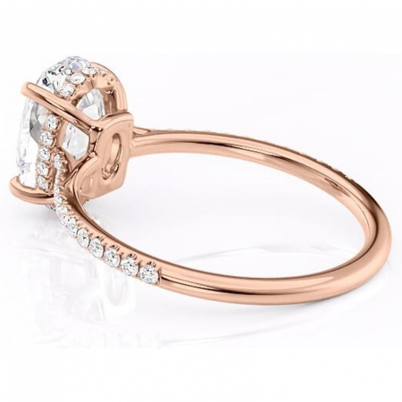 Inel de logodnă Marigold din aur Rose 18kt cu moissanite tăietură ovală – Montură pavé rafinată pentru profil jos | Personalizează și configurează gratuit online [4]