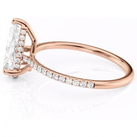 Inel de logodnă Marigold din aur Rose 18kt cu moissanite tăietură pară – Montură pavé rafinată pentru profil jos | Personalizează și configurează gratuit online [5]