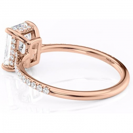 Inel de logodnă Marigold din aur Rose 14kt cu moissanite tăietură radiantă – Montură pavé rafinată pentru profil jos | Personalizează și configurează gratuit online [4]