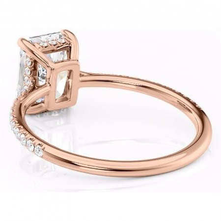 Inel de logodnă Marigold din aur Rose 14kt cu moissanite tăietură radiantă – Montură pavé rafinată pentru profil jos | Personalizează și configurează gratuit online [3]